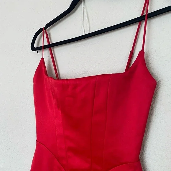 HOUSE OF CB‎ 'Olivette' Red Rose Satin Corset Maxi Dress NWOT size S - Picture 11 of 12